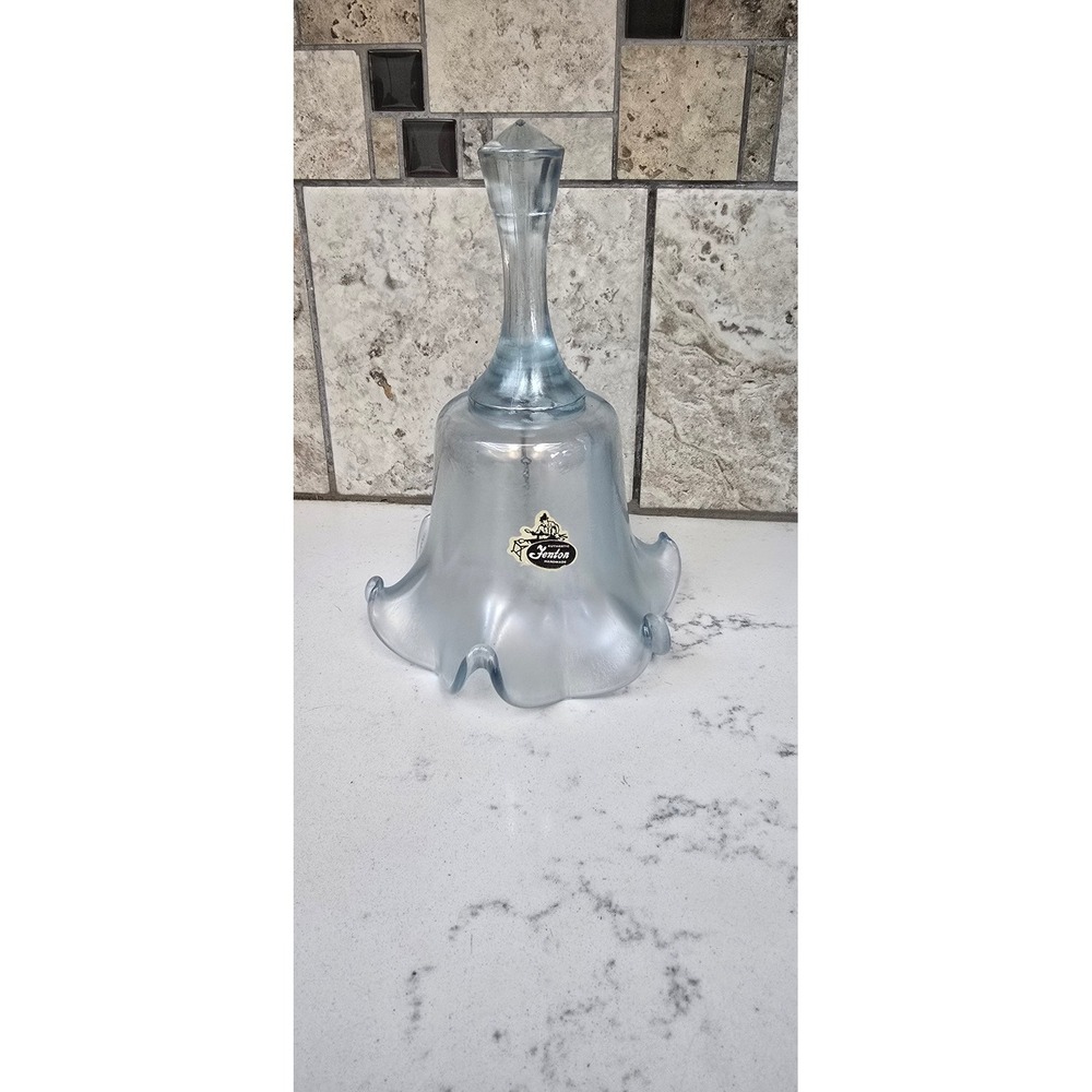 Fenton Light Blue Opalescent Glass Bell Ruffled Rim Vintage Handmade 6.5 Inch